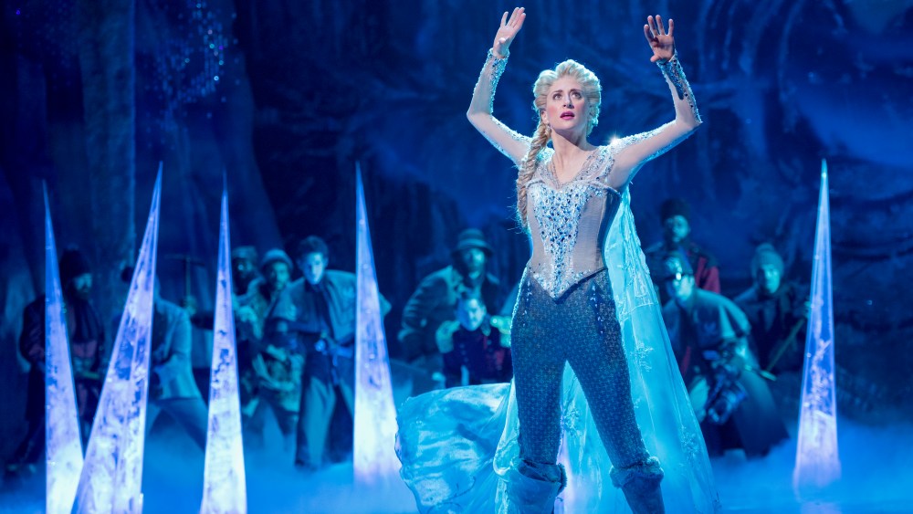 Disney Theatrical Productions under the direction of Thomas Schumacher presents Frozen, the new Broadway musical, music and lyrics by Kristen Anderson-Lopez and Robert Lopez and book by Jennifer Lee, opening night March 22nd, starring Caissie Levy (Elsa), Patti Murin (Anna), Jelani Alladin (Kristoff), Greg Hildreth (Olaf), John Riddle (Hans), Robert Creighton (Weselton), Kevin Del Aguila (Oaken), Timothy Hughes (Pabbie), Andrew Pirozzi (Sven), Audrey Bennett and Mattea Conforti (Young Anna), Brooklyn Nelson and Ayla Schwartz (Young Elsa).  Michael Grandage is director.