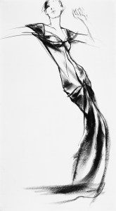 A drawing by Antonio Lopez of Charles James designs.
