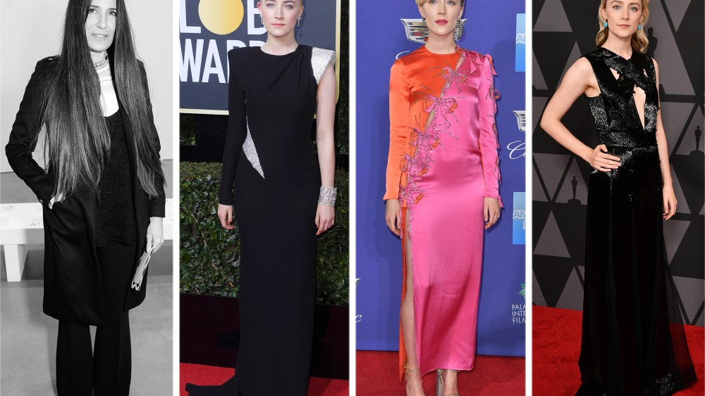 Elizabeth Saltzman with Saoirse Ronan in Versace, Gucci and Ralph and Russo