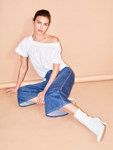 A look from the Irina Shayk x Ellen Tracy capsule.