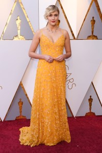Greta Gerwig in custom Rodarte, Oscars 2018