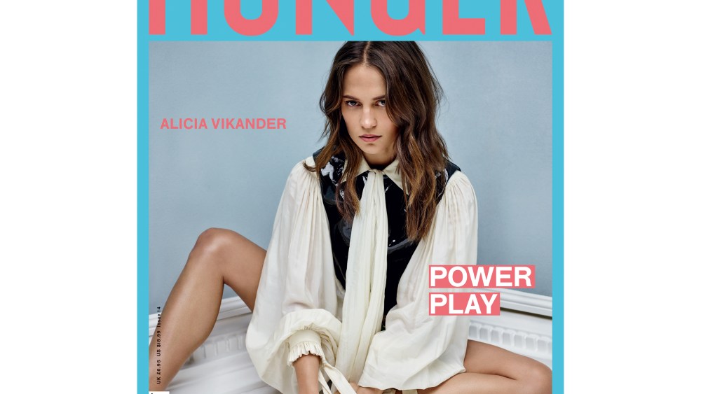 The cover of Hunger with Alicia Vikander photographed by Rankin