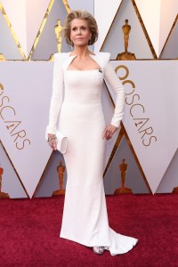 Jane Fonda in Balmain gown and Chopard jewelry, Oscars 2018