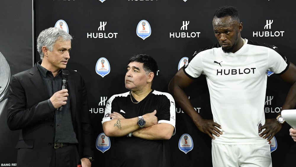 José Mourinho, Diego Maradona and Usain Bolt at Hublot soccer event