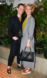 HONG KONG, HONG KONG - MARCH 23: Arne Eggers (L) and Kimberly Carroll attend the British Fashion Council Cocktail Reception to celebrate British Fashion, Design & Creativity at Potato Head on March 23, 2018 in Hong Kong. (Photo by Keith Tsuji/Getty Images for the British Fashion Council)