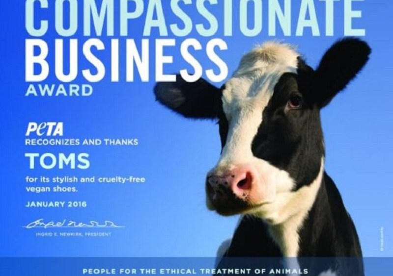 PETA Names Toms ‘Compassionate Business’