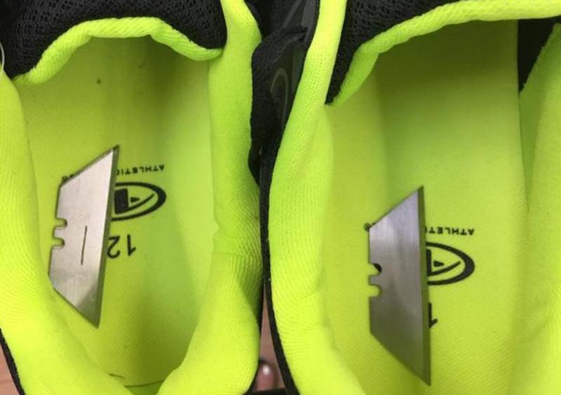 Razor Blades Found Sneakers Texas Walmart
