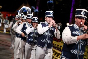Marching band during the Opening Ceremony fashion show