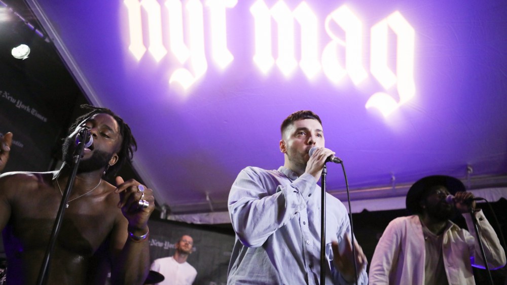 Young Fathers performs at the NYT Magazine party.