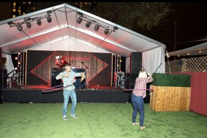 Hula hooping outside the Buzfeed Twitter party.