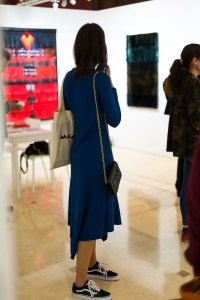Street style at the Contemporary African Art Fair in Marrakech, Morocco.