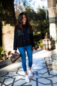 Street style at the Contemporary African Art Fair in Marrakech, Morocco.