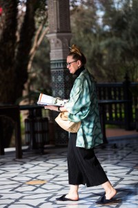 Street style at the Contemporary African Art Fair in Marrakech, Morocco.