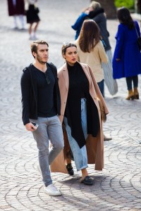 Street style at the Contemporary African Art Fair in Marrakech, Morocco.