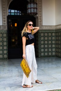Street style at the Contemporary African Art Fair in Marrakech, Morocco.