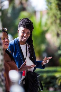 Street style at the Contemporary African Art Fair in Marrakech, Morocco.