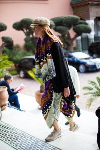 Street style at the Contemporary African Art Fair in Marrakech, Morocco.