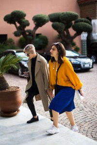 Street style at the Contemporary African Art Fair in Marrakech, Morocco.