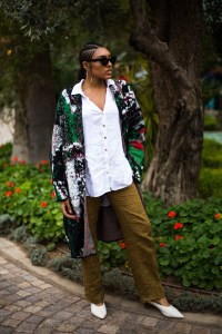 Street style at the Contemporary African Art Fair in Marrakech, Morocco.