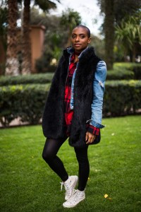 Street style at the Contemporary African Art Fair in Marrakech, Morocco.
