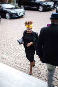 Street style at the Contemporary African Art Fair in Marrakech, Morocco.