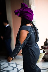 Street style at the Contemporary African Art Fair in Marrakech, Morocco.