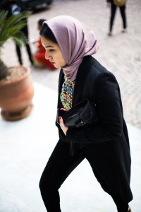 Street style at the Contemporary African Art Fair in Marrakech, Morocco.