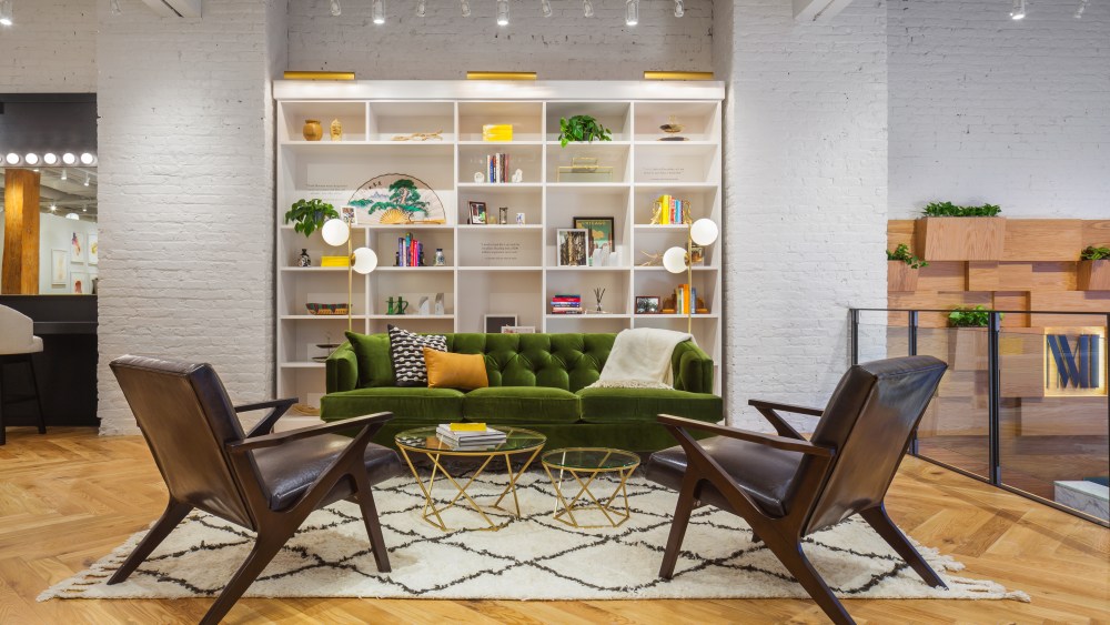 A lounge area in MM.LaFleur's Chicago store