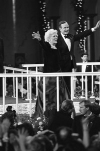 Barbara and George HW Bush at the Inaugural Pension Building Ball, 1989.