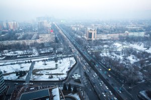 A view of the surroundings near the Esentai Mall in Almaty, Kazakhstan.