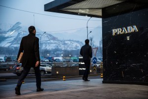 Men and women shop at the Esentai Mall in Almaty, Kazakhstan.