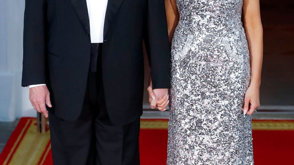 Melania Trump and Donald J. TrumpFrench President Macron state visit to the USA, Washington - 24 Apr 2018US President Donald J. Trump (L) and First Lady Melania Trump (R) await the arrival French President Emmanuel Macron and his wife Brigitte Macron at the North Portico before a state dinner in the Macrons honor at the White House in Washington, DC, USA, 24 April 2018. President Macron will be in DC for three days for a state visit at the White House and an address to a joint session of Congress on 25 April.