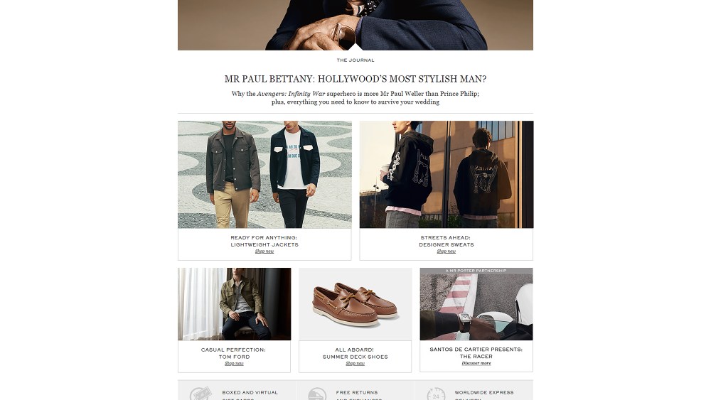 The Mr Porter homepage.