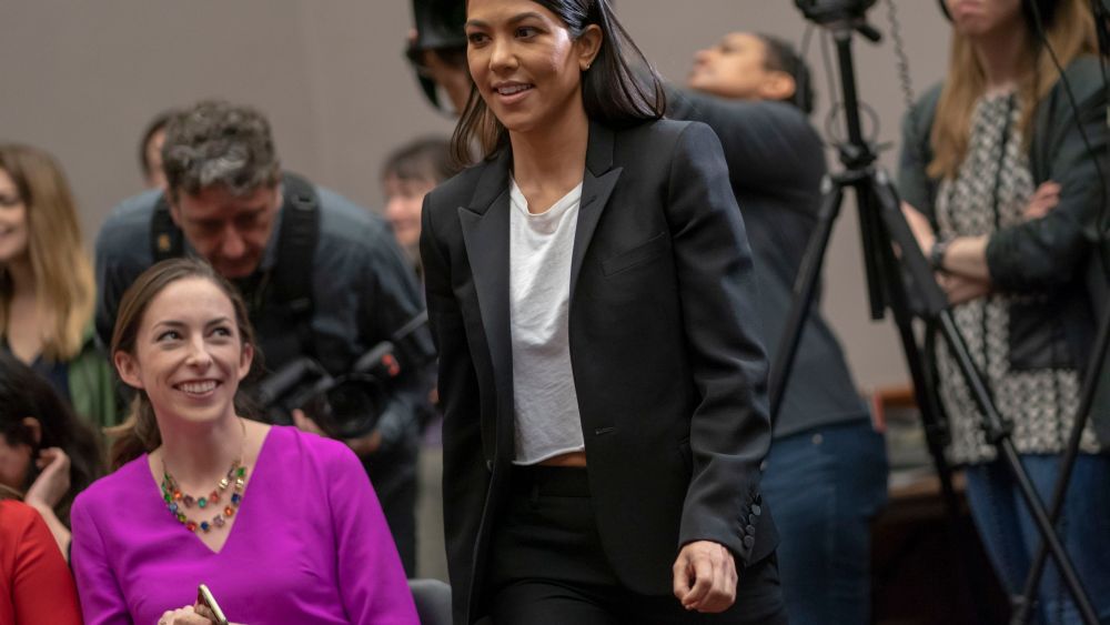 Kourtney Kardashian, a reality television personality and fashion and glamour entrepreneur, attends a news conference in support of personal care products legislation, the Personal Care Products Safety Act, introduced a year ago, on Capitol Hill in Washington, . The bill, sponsored by Sen. Dianne Feinstein, D-Calif., and Sen. Susan Collins, R-Maine, seeks to amend the Federal Food, Drug, and Cosmetic Act and provide enhanced oversight on cosmetics and personal care productsKardashian Congress Cosmetics, Washington, USA - 24 Apr 2018