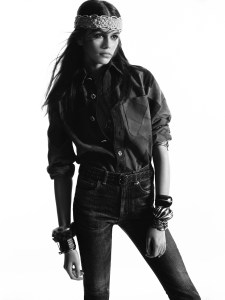 Kaia Gerber for the Saint Laurent Fall Campaign.