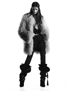 Kaia Gerber for the Saint Laurent Fall Campaign.