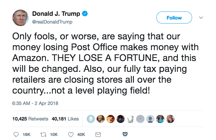 trump twitter amazon