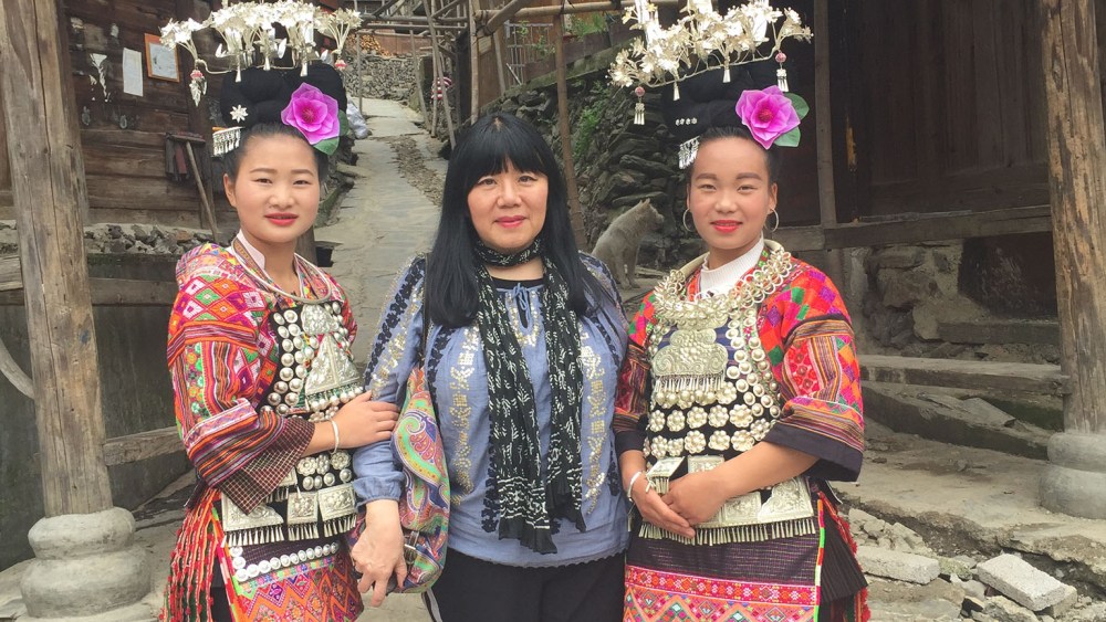Anna Sui at the SistersÕ Meal Festival in Guizhou, China.