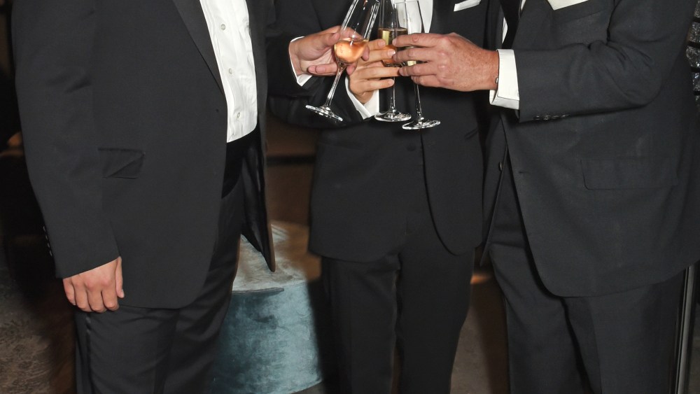GENEVA, SWITZERLAND - JANUARY 16:  (L to R) Anton Rupert Jr, Federico Marchetti and Johann Rupert attend the IWC Schaffhausen Gala celebrating the Maison's 150th anniversary and the launch of its Jubilee Collection at the Salon International de la Haute Horlogerie (SIHH) on January 16, 2018 in Geneva, Switzerland. #IWC150  (Photo by David M. Benett/Dave Benett/Getty Images for IWC)