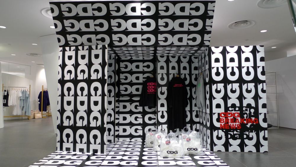 Comme des Garons Breaking News installation.