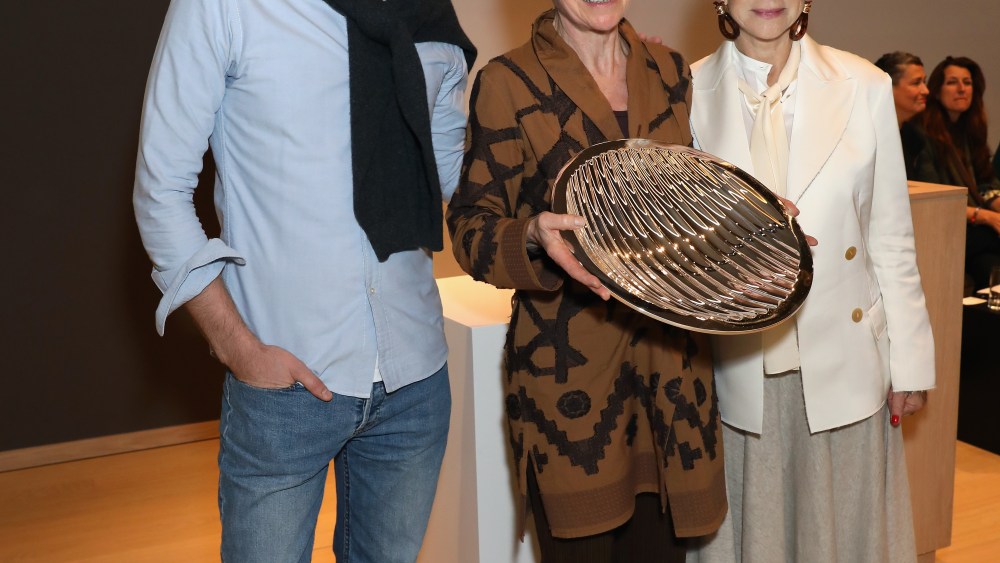 Finalist poses with their work at the Loewe Craft Prize 2018 at The Design Museum on May 3, 2018 in London, England.