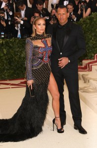 Jennifer Lopez and Alex Rodriguez both in Balmain, Met Gala 2018