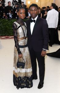 Letitia Wright in custom Coach and John Boyega, Met Gala 2018