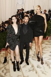 Charlotte Gainsbourg in Saint Laurent by Anthony Vaccarello, Anthony Vaccarrell and Anja Rubik in Saint Laurent by Anthony Vaccarello, Met Gala 2018