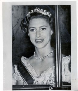 Princess Margaret wears a diamond necklace and tiara