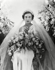 Lady Alice Montagu-Scott, photographed in her bridal gown in 1935