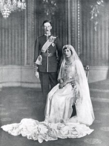 Princess Mary with Viscount Lascelles at Buckingham Palace after their wedding on 28th February 1922.