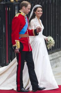 Catherine Middleton, Duchess of Cambridge, (R) and Prince William, Duke of Cambridge (L) leave Westminster Abbey in London, Britain, 29 April 2011, after their wedding ceremony. Some 1,900 guests, including crowned heads, war veterans, sports personalities and celebrities, have been invited to the royal wedding ceremony at Westminster Abbey. The bride wears a v-neck Alexander McQueen gown, designed by creative director Sarah Burton and a 1936 Cartier halo tiara lent to her by Queen Elizabeth.Wedding of Prince William and Kate Middleton - Marriage Service, London, United Kingdom - 29 Apr 2011