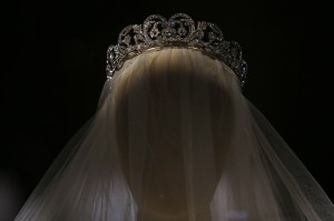 View of the crown worn by Princess Diana at the royal wedding with Prince Charles in 1981.