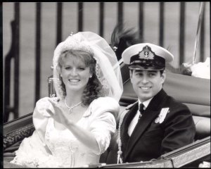 Prince Andrew and Sarah Duchess Of York after their wedding at Westminster Abbey in 1986.